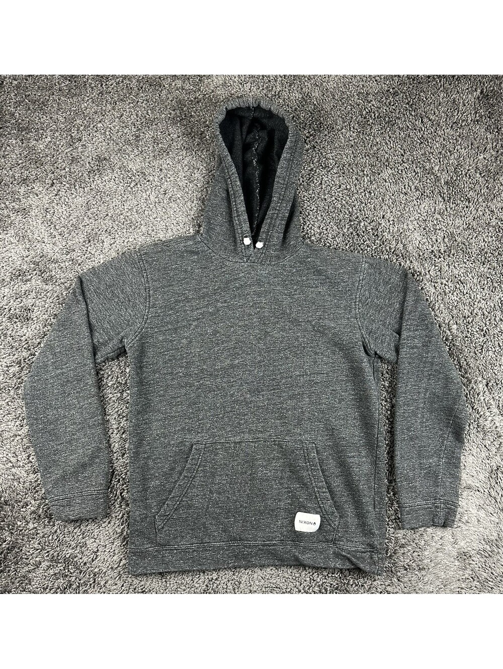 Nixon Press Pullover Hoodie Mens Charcoal Heather Gray Sweatshirt Sz Medium